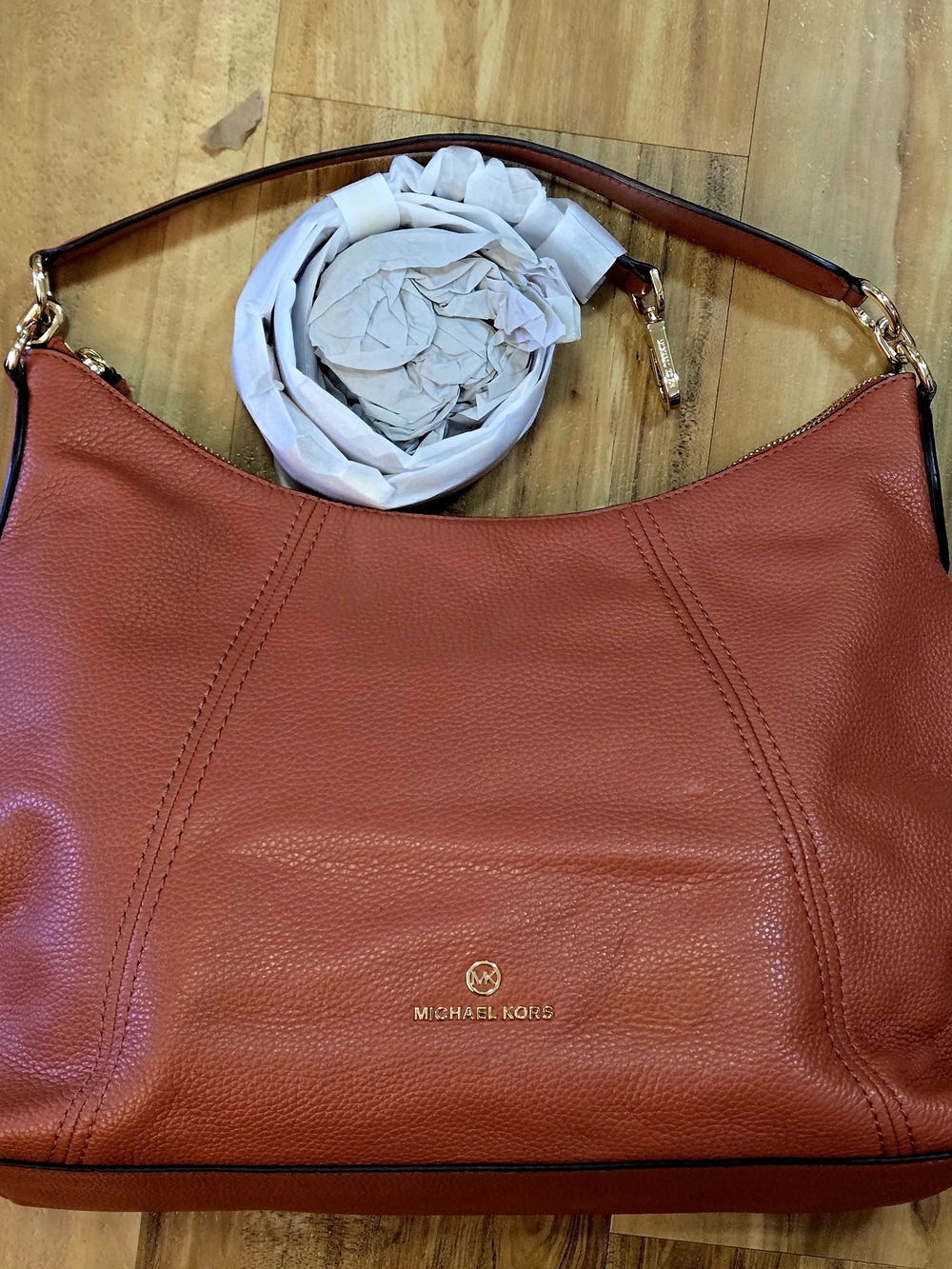 NWOT Michael Kors Sienna Large Pebbled Leather Convertible Shoulder Bag Crimson